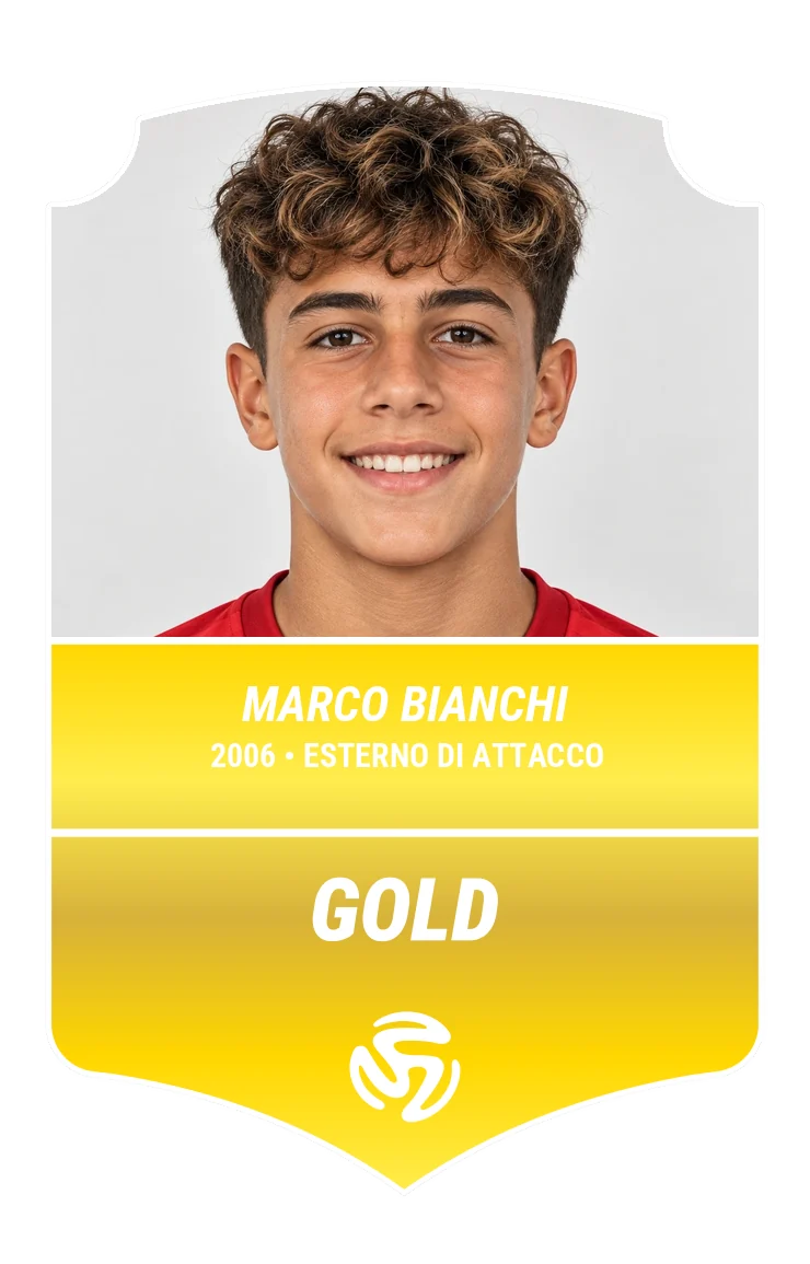 La figurina FUTNET con la foto del giocatore, il nome, l’anno e il ruolo